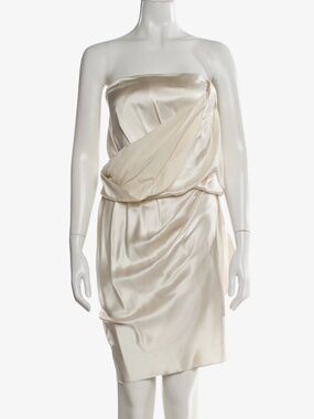 NWT Alexander Wang Strapless Silk Mini Dress Ivory Size 4 Small